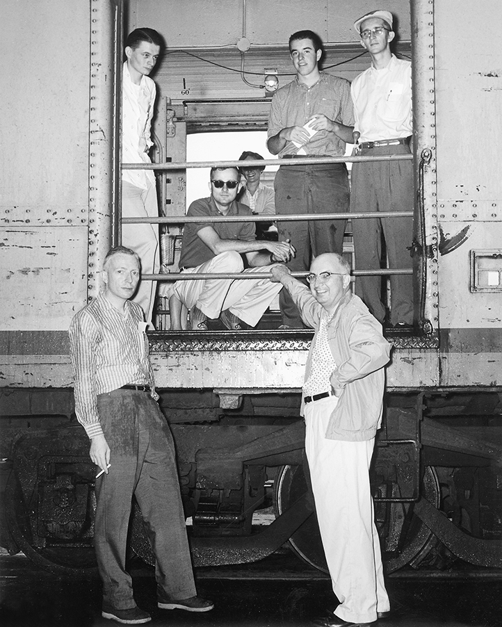 Ted Rose and other staff members of Trains magazine